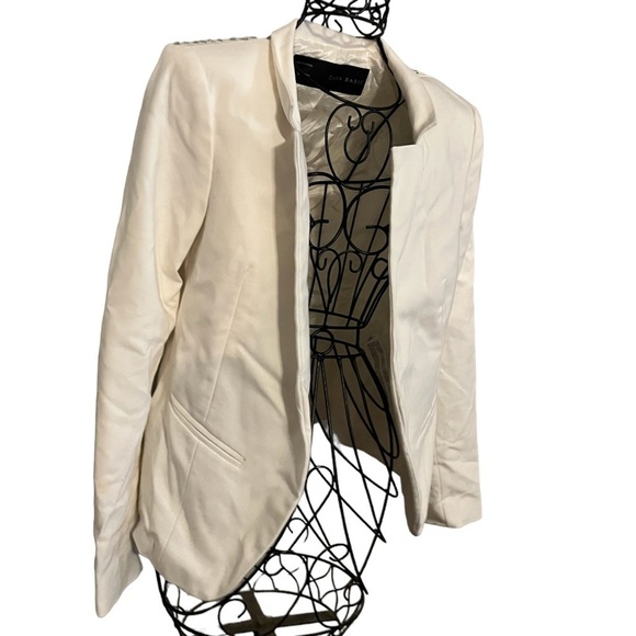 Zara Basic White Limited Edition Grommet Blazer Sz S embellished Back - Picture 4 of 8